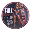 Gas Station Pinup Girl 15" Dome Metal Sign